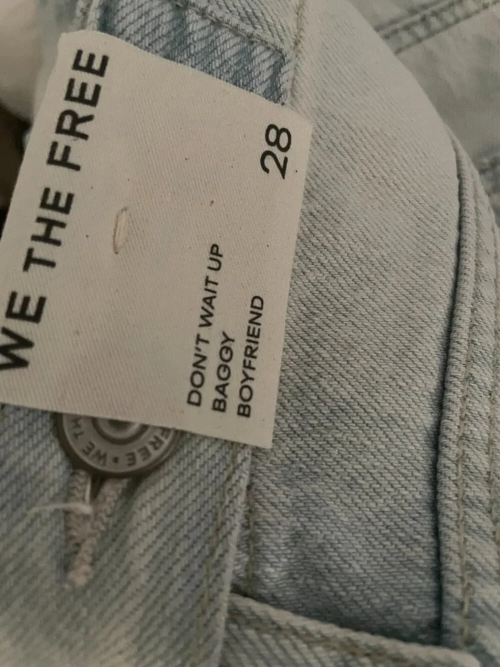 NWT Current We The Free Don't Wait Up Baggy Jeans Distressed Drawcord Sz 28 $178